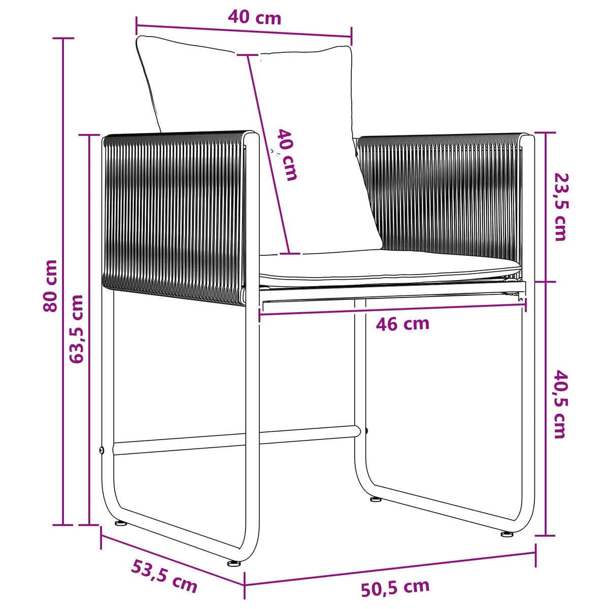 Have Spisebordssæt 9 stk. Sort og Anthracit polyrattan