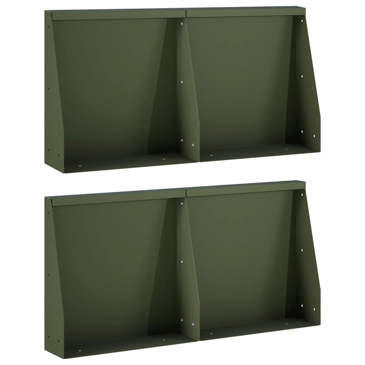 Støttemur 4 stk. 40 x 12 x 30 cm Stål Olivengrøn