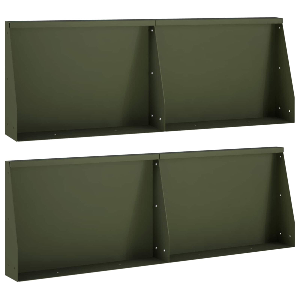 Støttemur 4 stk. 60 x 12 x 40 cm Stål Olivengrøn