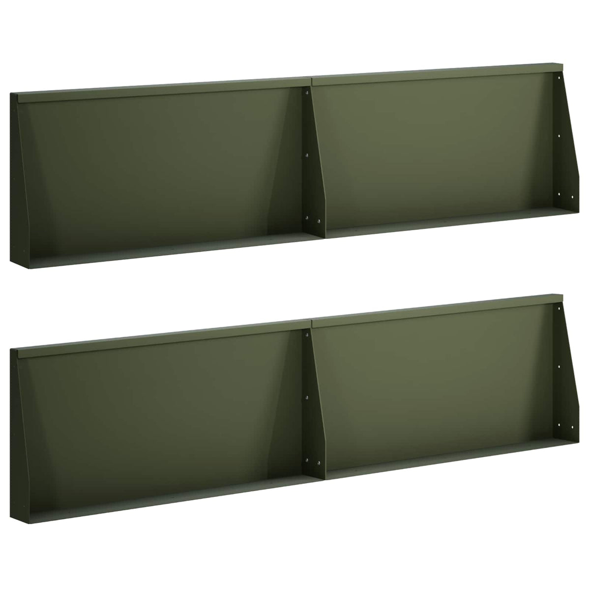 Støttemur 4 stk. 80 x 12 x 30 cm Stål Olivengrøn