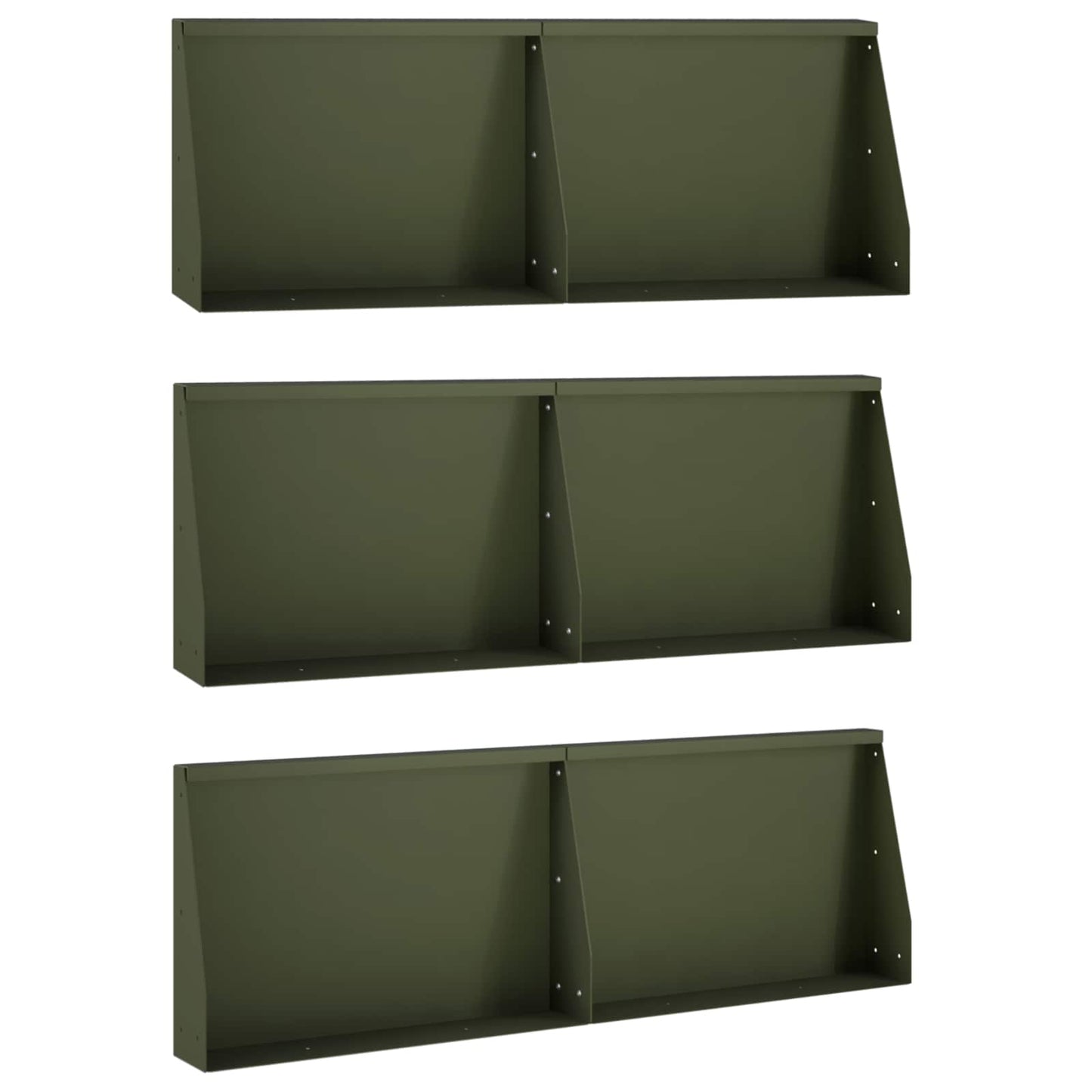 Støttemur 6 stk. 60 x 12 x 40 cm Stål Olivengrøn