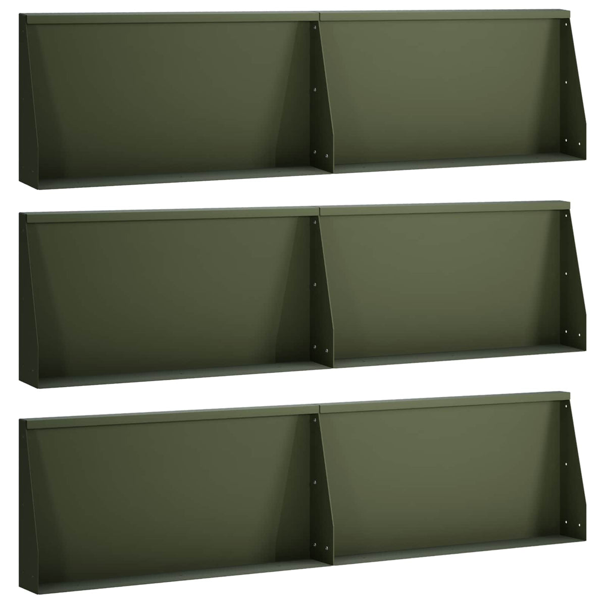 Støttemur 6 stk. 80 x 12 x 30 cm Stål Olivengrøn