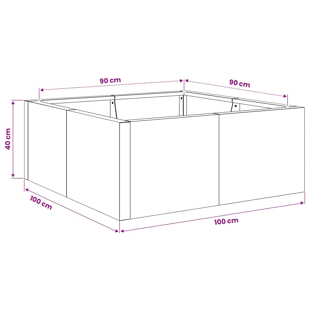 Støttemur 4 stk. 100 x 100 x 40 cm Galvaniseret stål Sølv