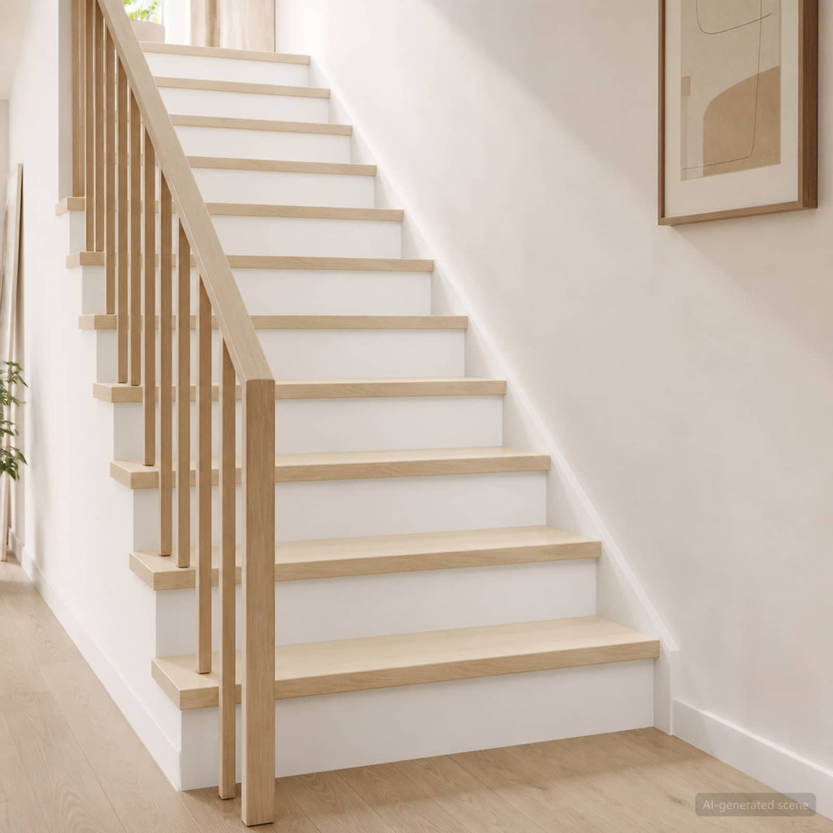 Trappe Tread 2 stk. 80 x 30 x 2 cm Hvid Massivt Eg Træ