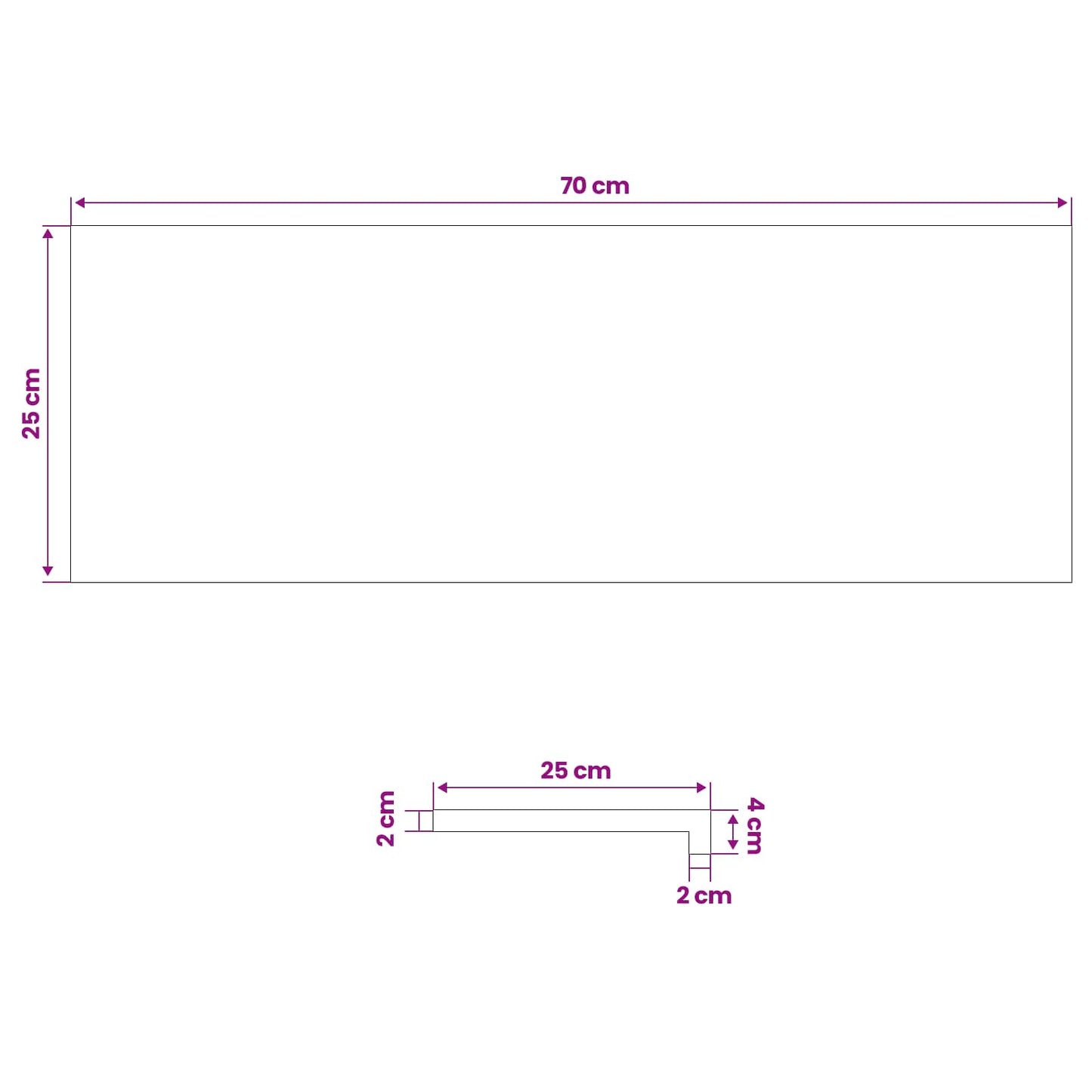 Trappe Tread 2 stk. 70 x 25 x 2 cm Hvid Massivt Eg Træ