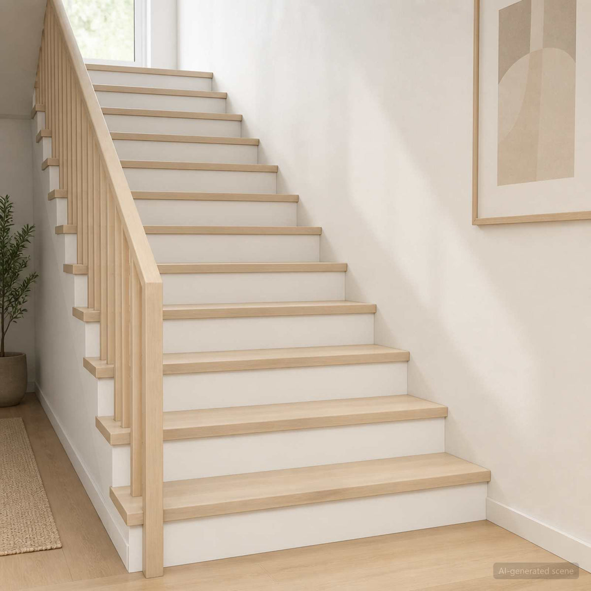 Trappe Tread 2 stk. 100 x 25 x 2 cm Hvid Massivt Eg Træ