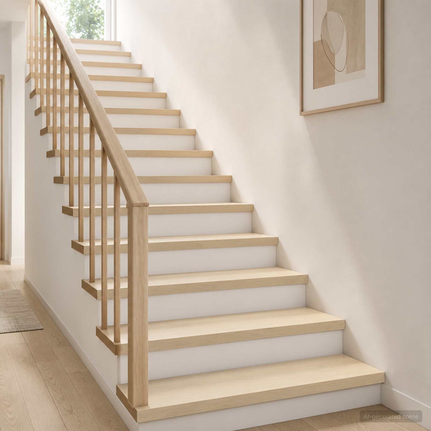 Trappe Tread 4 stk. 90 x 25 x 2 cm Hvid Massivt Eg Træ