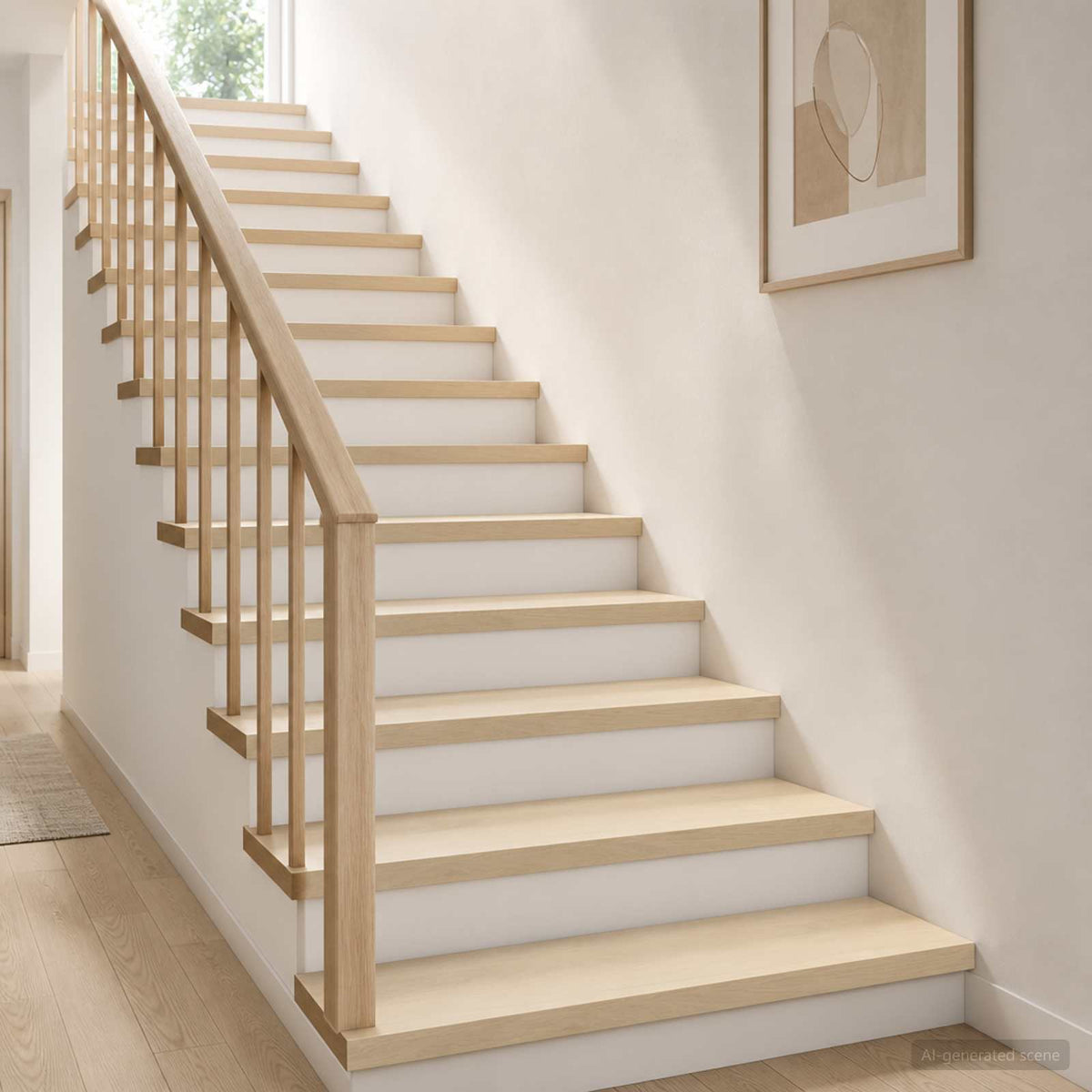 Trappe Tread 4 stk. 80 x 30 x 2 cm Hvid Massivt Eg Træ
