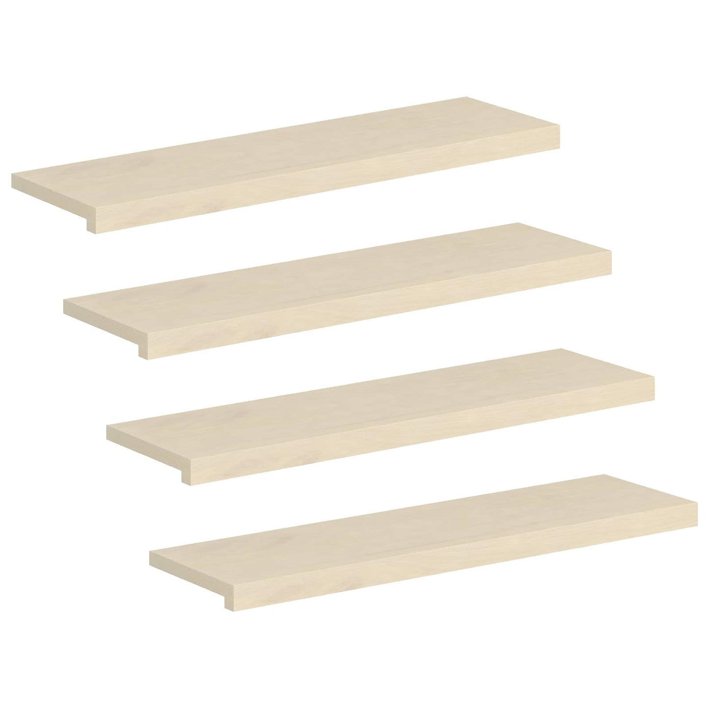 Trappe Tread 4 stk. 90 x 25 x 2 cm Hvid Massivt Eg Træ