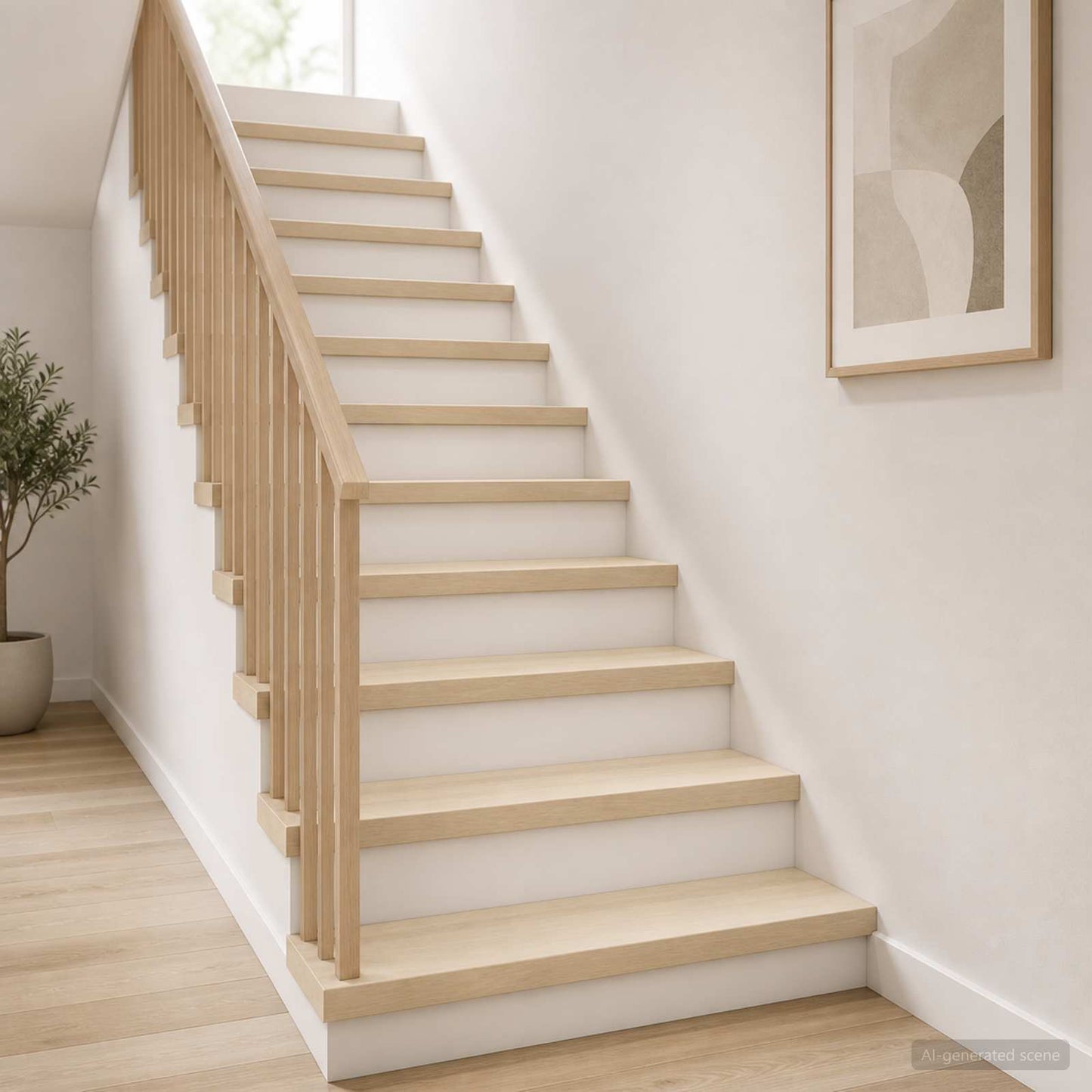 Trappe Tread 4 stk. 100 x 30 x 2 cm Hvid Massivt Eg Træ