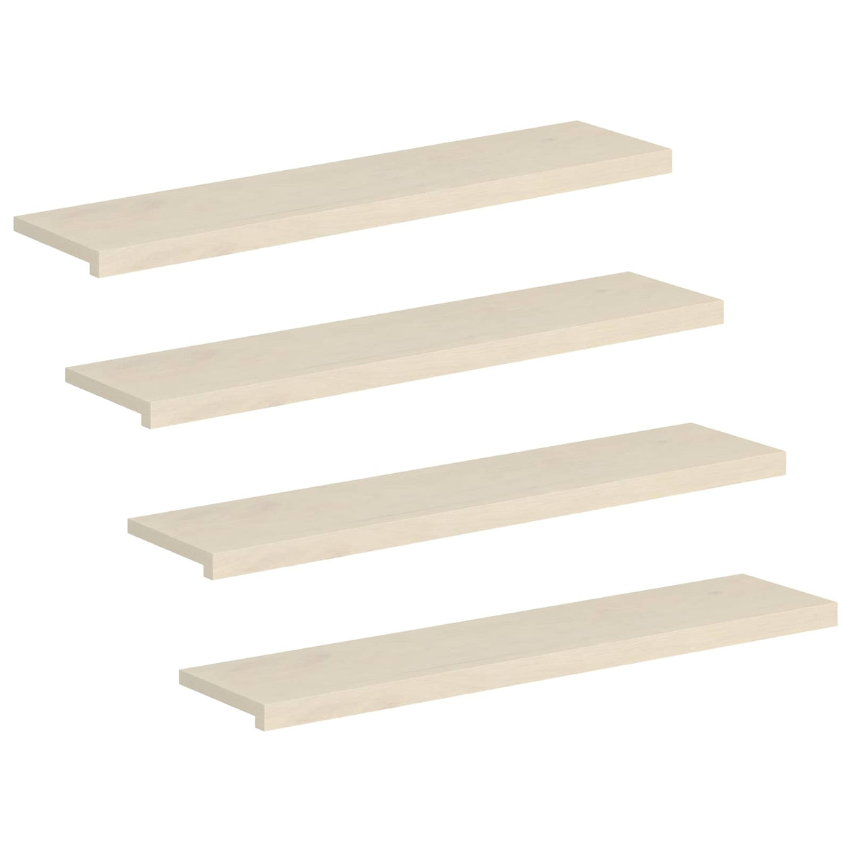 Trappe Tread 4 stk. 110 x 25 x 2 cm Hvid Massivt Eg Træ