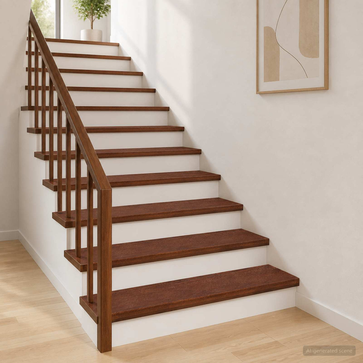 Trappe Tread 4 stk. 90 x 30 x 2 cm Mørk Brun Massivt Eg Træ