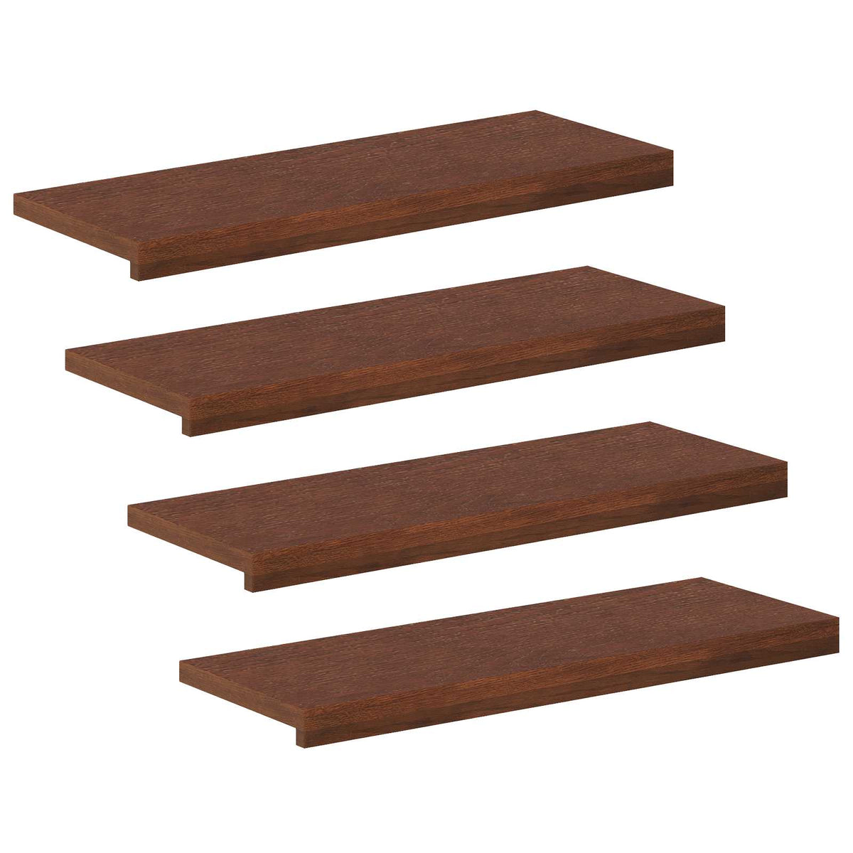 Trappe Tread 4 stk. 70 x 25 x 2 cm Mørk Brun Massivt Eg Træ