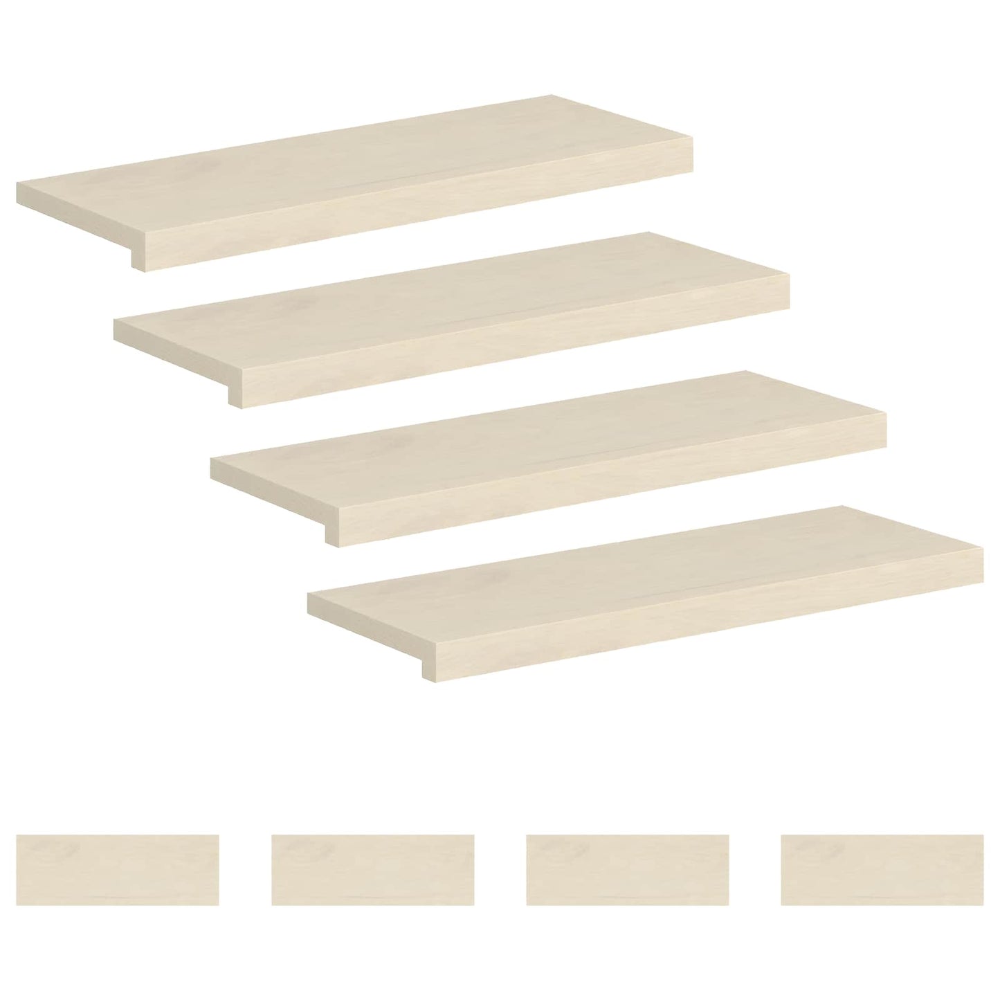 Trappe Tread 8 stk. 70 x 25 x 2 cm Hvid Massivt Eg Træ