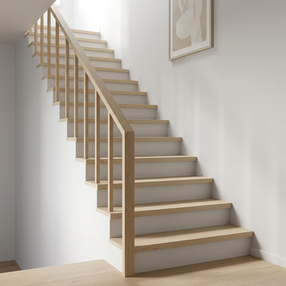 Trappe Tread 8 stk. 120 x 30 x 2 cm Hvid Massivt Eg Træ