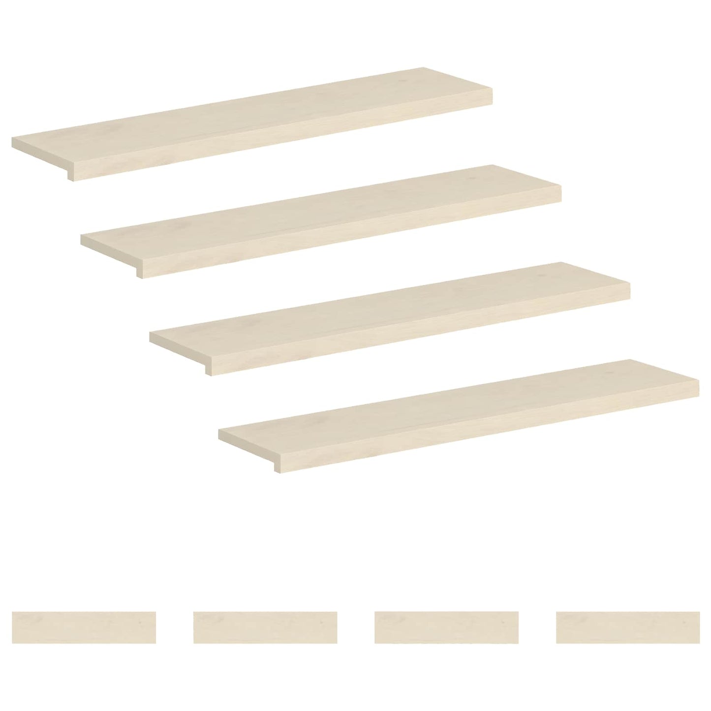 Trappe Tread 8 stk. 110 x 25 x 2 cm Hvid Massivt Eg Træ