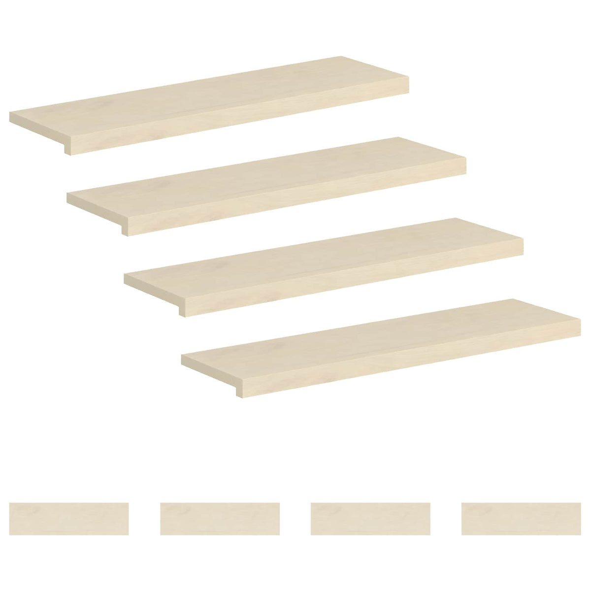 Trappe Tread 8 stk. 100 x 30 x 2 cm Hvid Massivt Eg Træ