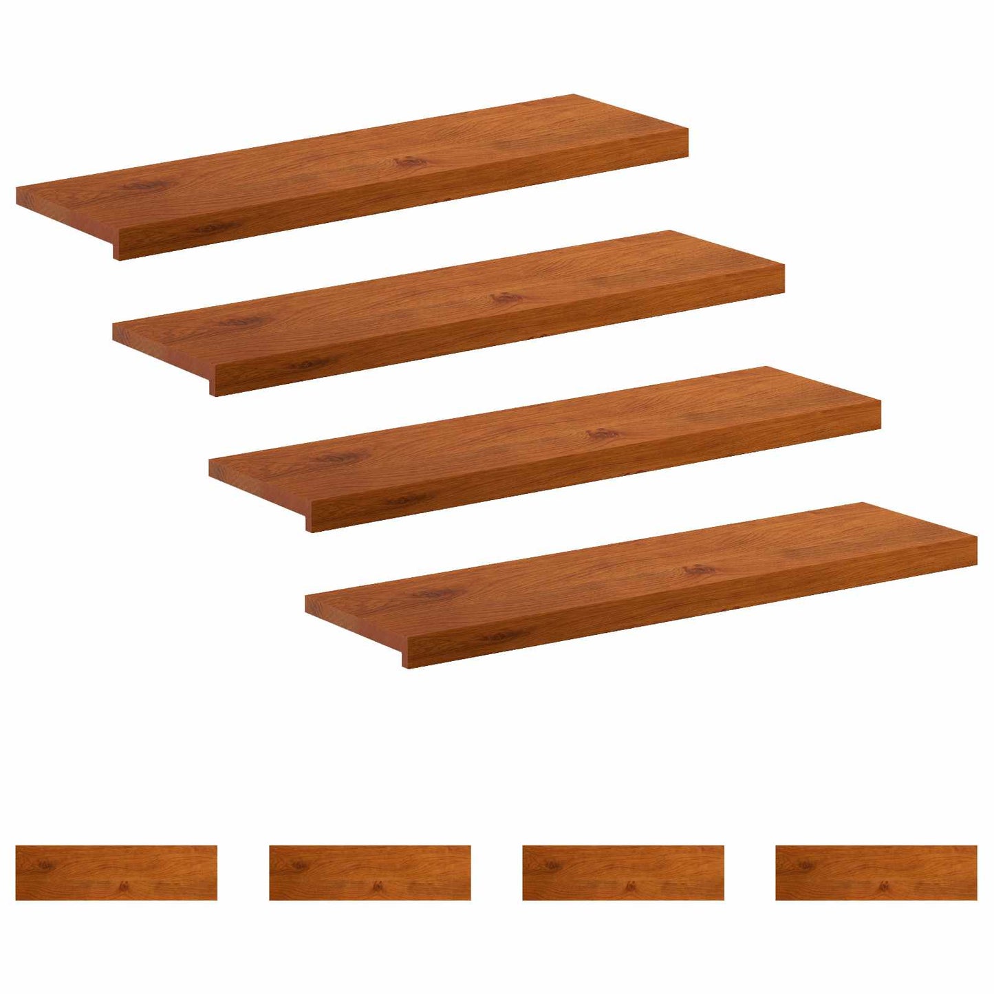Trappe Tread 8 stk. 90 x 25 x 2 cm Brun Massivt Eg Træ