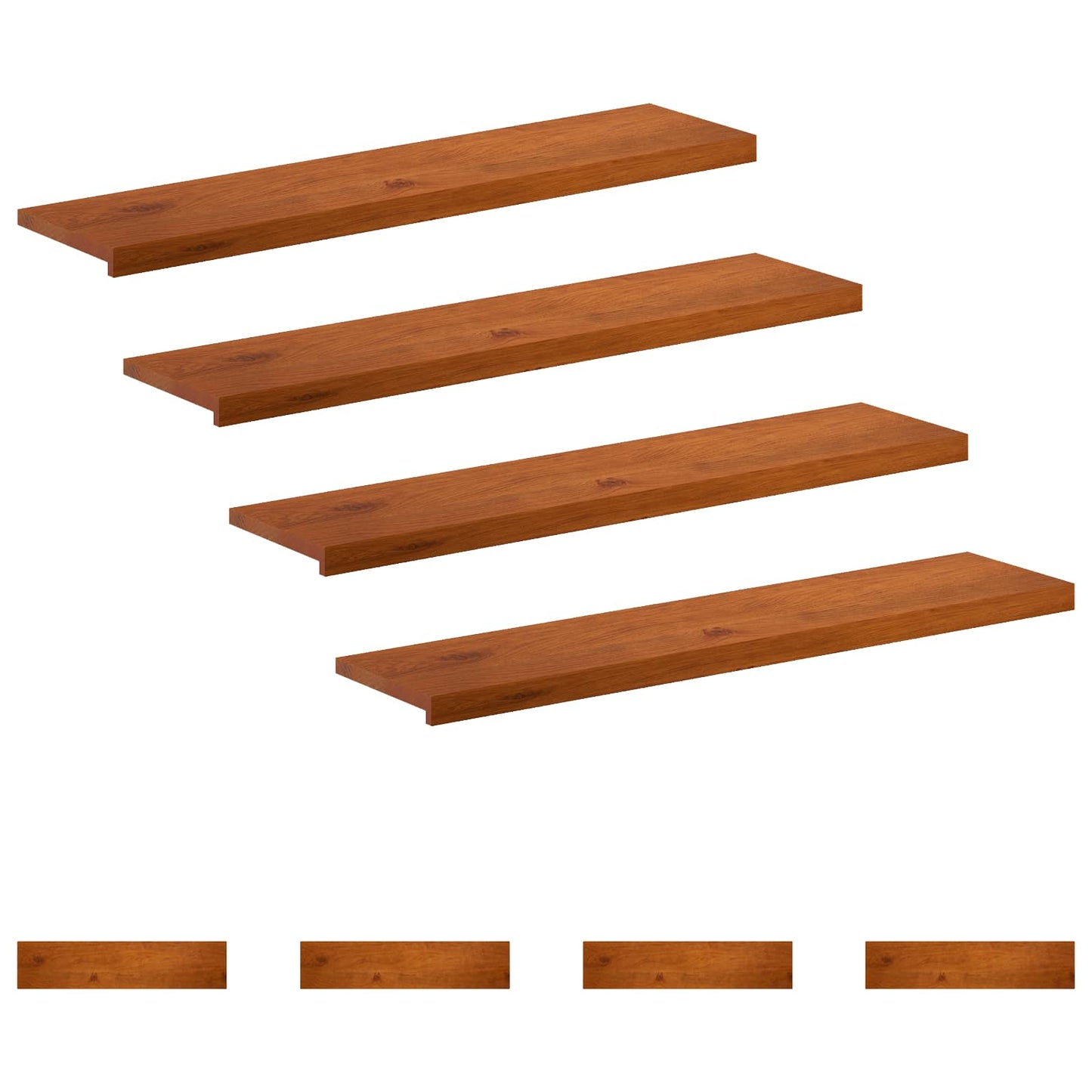 Trappe Tread 8 stk. 120 x 30 x 2 cm Brun Massivt Eg Træ