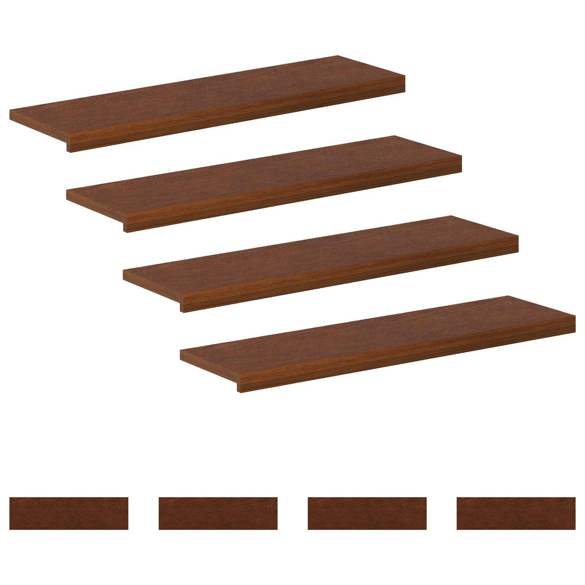Trappe Tread 8 stk. 100 x 25 x 2 cm Mørk Brun Massivt Eg Træ