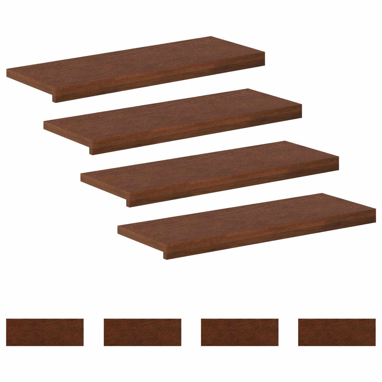 Trappe Tread 8 stk. 70 x 30 x 2 cm Mørk Brun Massivt Eg Træ