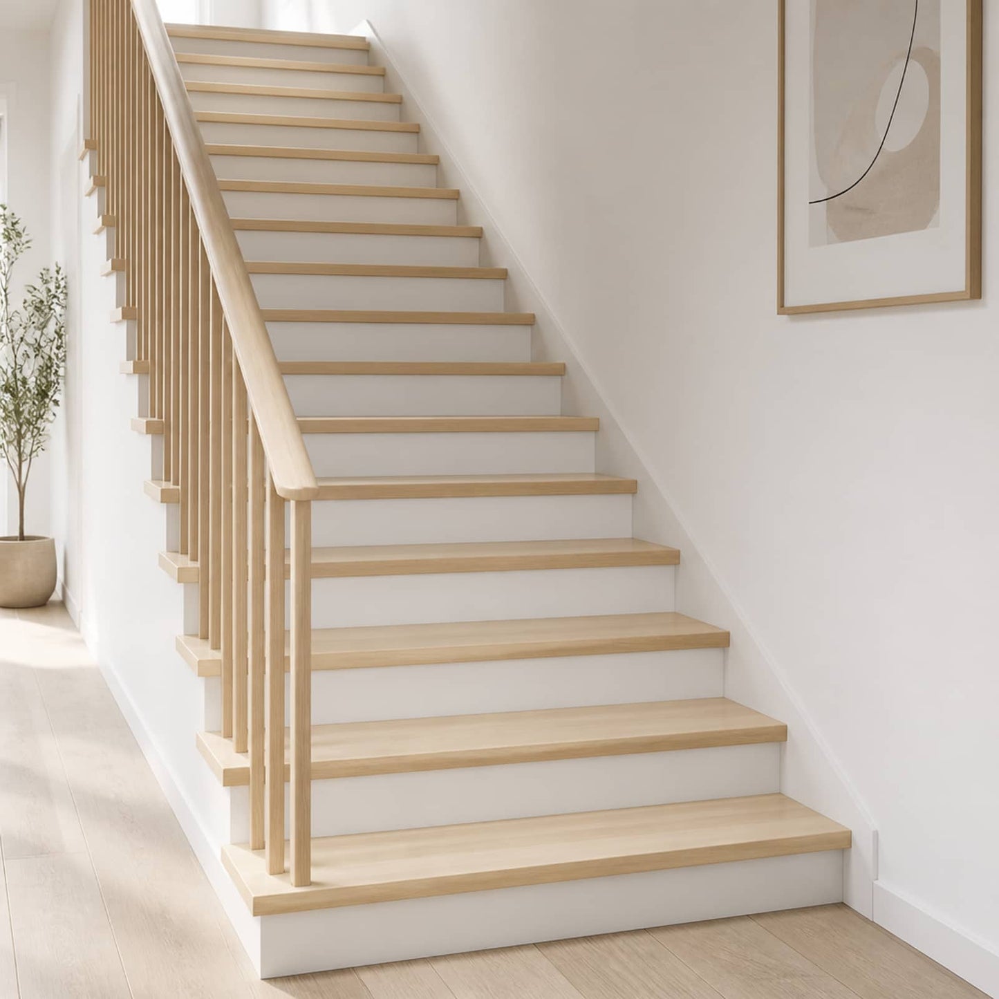 Trappe Tread 12 stk. 70 x 30 x 2 cm Hvid Massivt Eg Træ