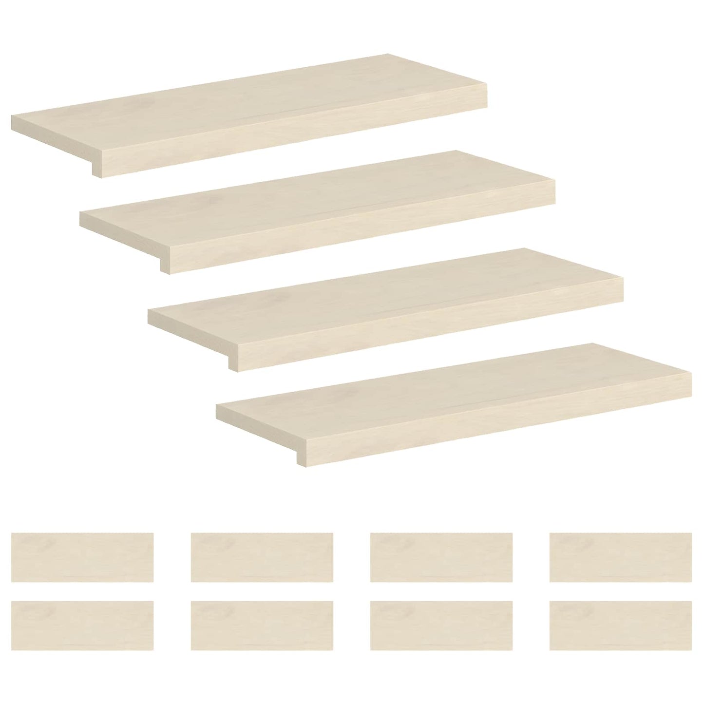 Trappe Tread 12 stk. 80 x 25 x 2 cm Hvid Massivt Eg Træ