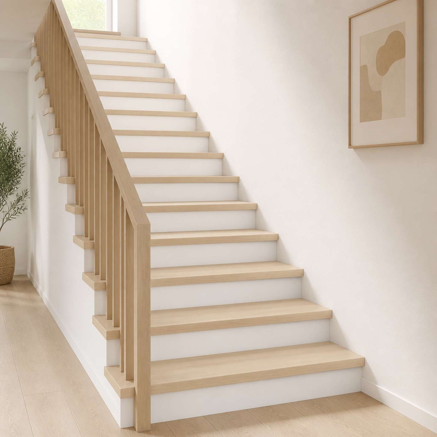 Trappe Tread 12 stk. 120 x 30 x 2 cm Hvid Massivt Eg Træ