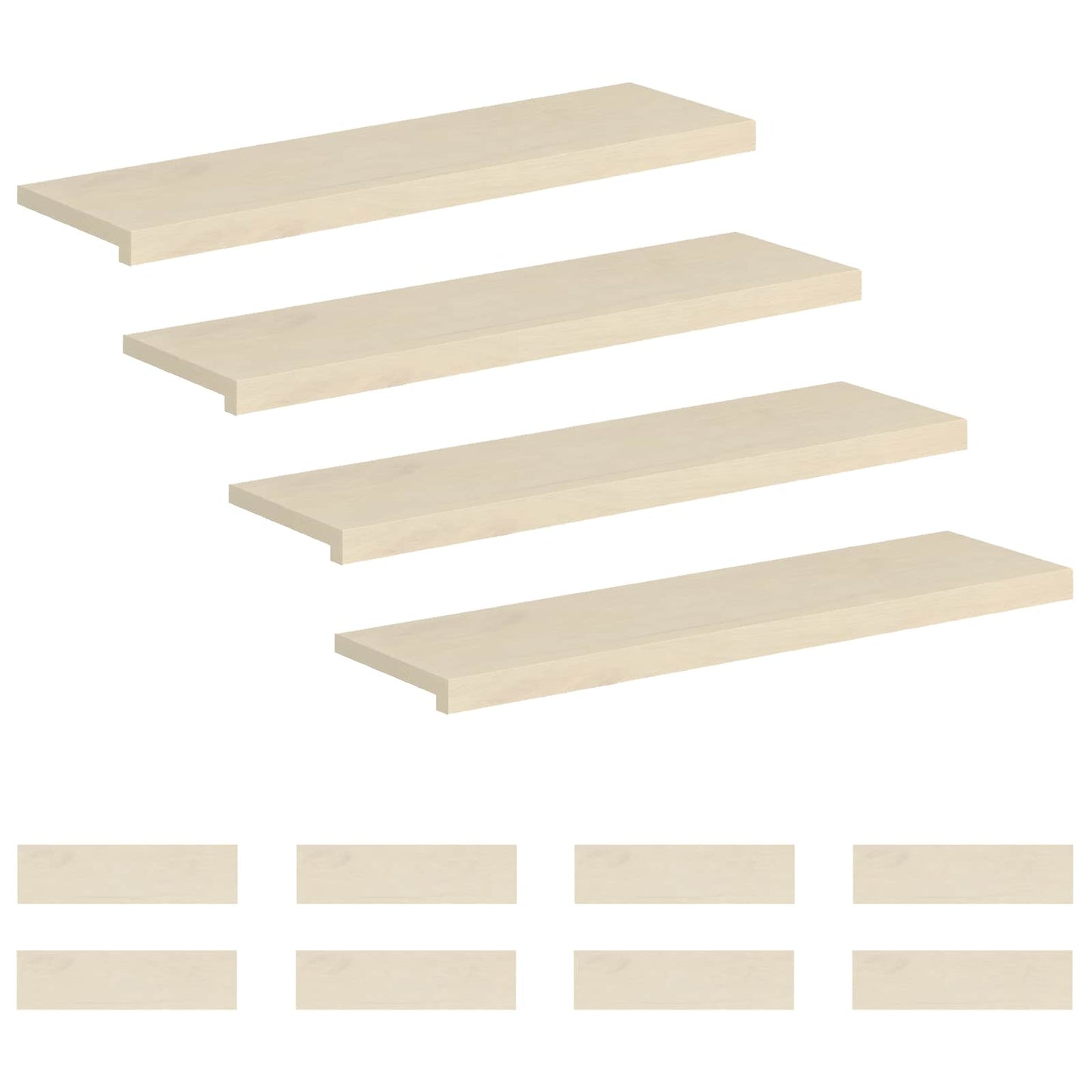 Trappe Tread 12 stk. 100 x 30 x 2 cm Hvid Massivt Eg Træ