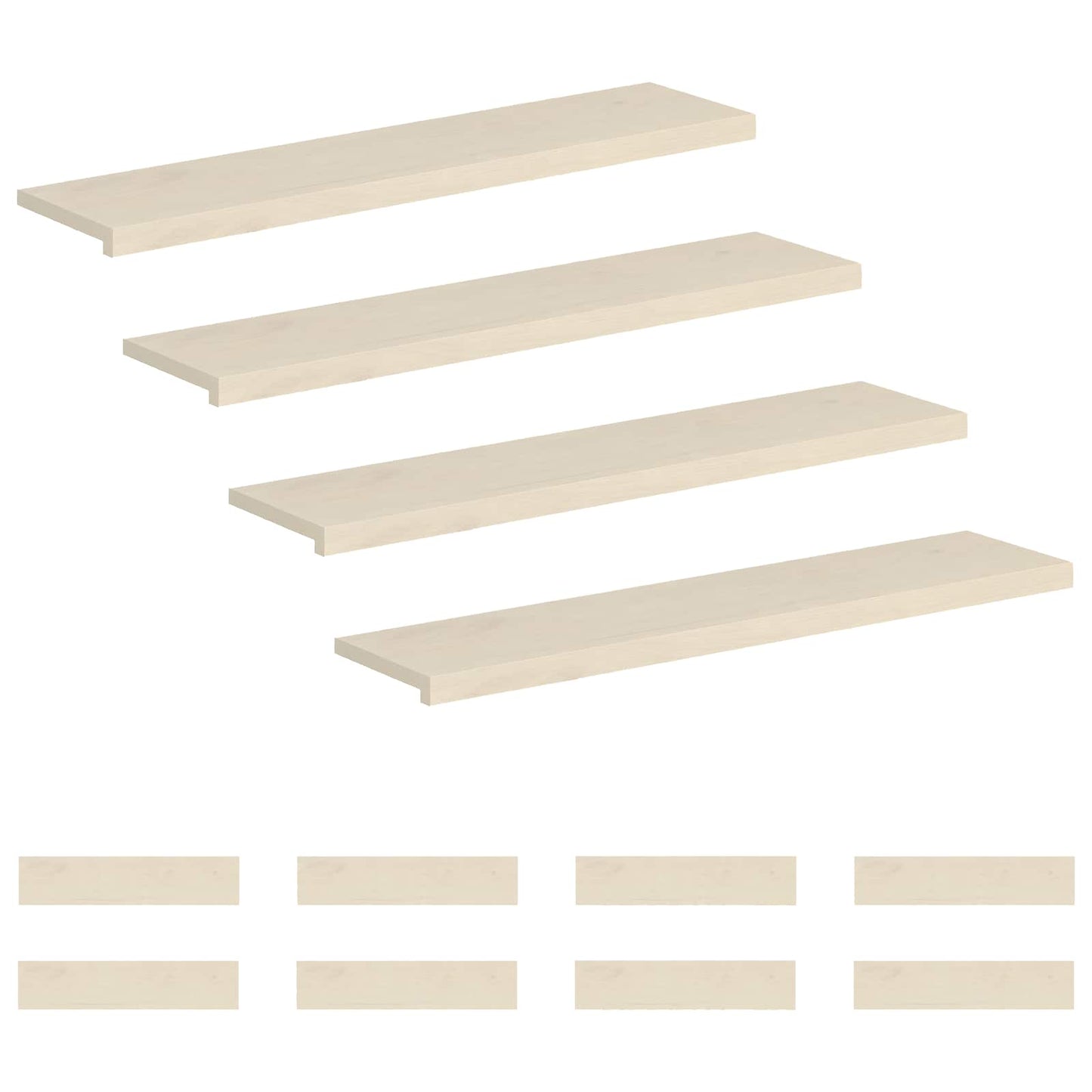 Trappe Tread 12 stk. 120 x 30 x 2 cm Hvid Massivt Eg Træ