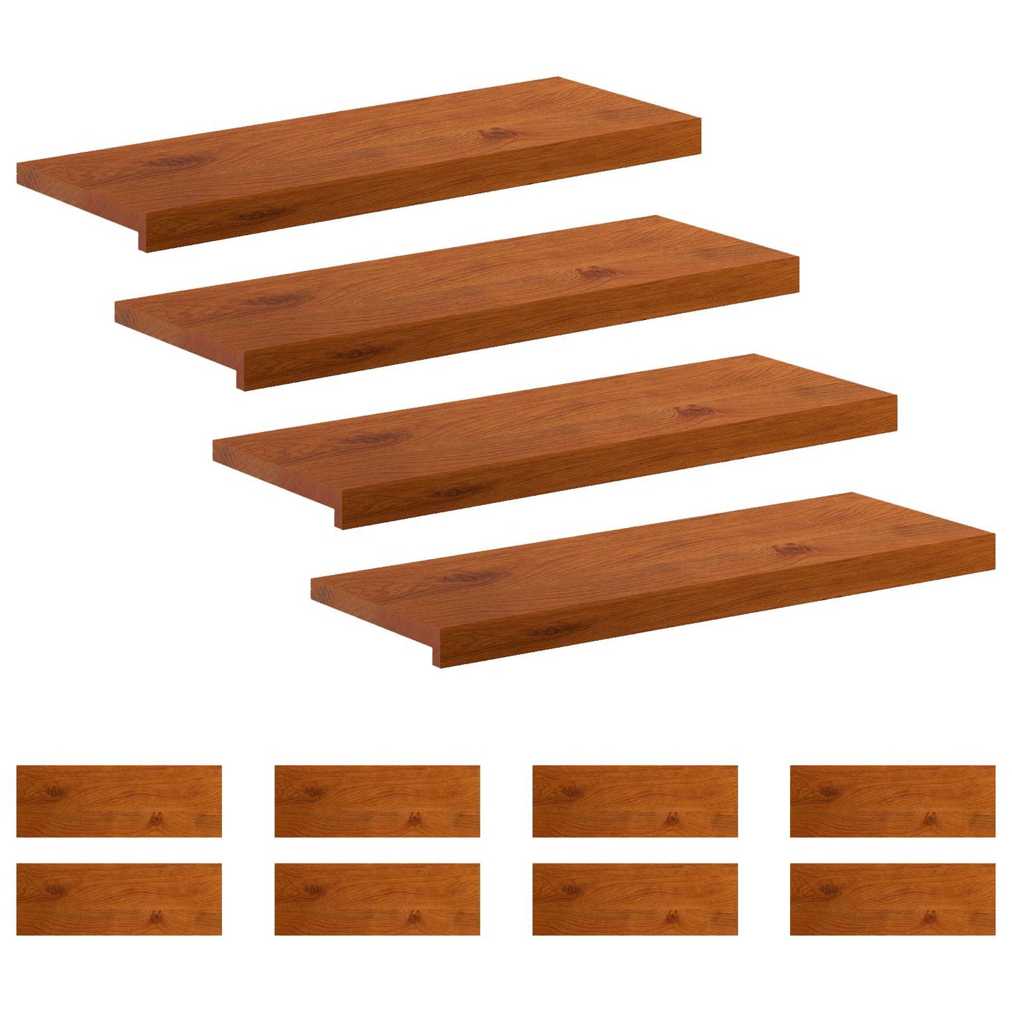 Trappe Tread 12 stk. 80 x 25 x 2 cm Brun Massivt Eg Træ