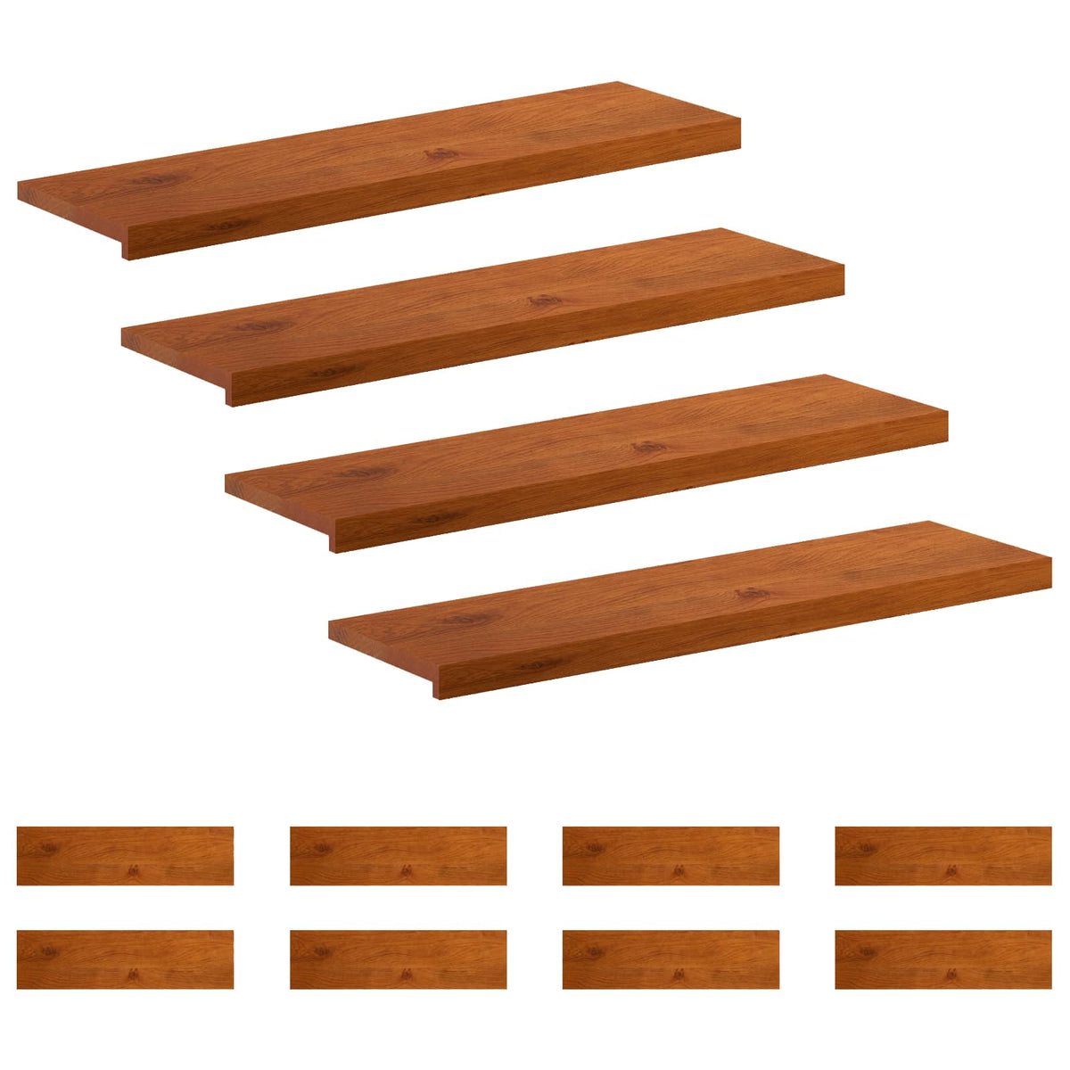 Trappe Tread 12 stk. 100 x 30 x 2 cm Brun Massivt Eg Træ