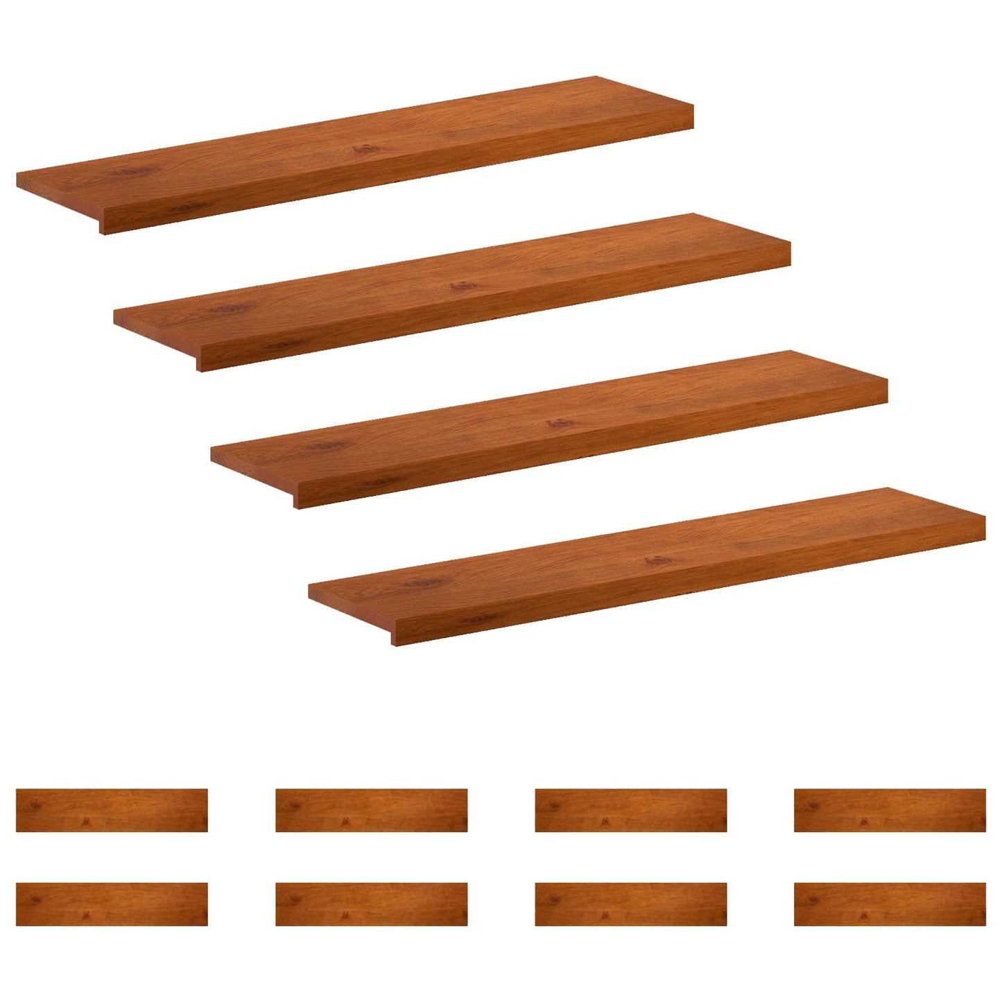 Trappe Tread 12 stk. 120 x 30 x 2 cm Brun Massivt Eg Træ