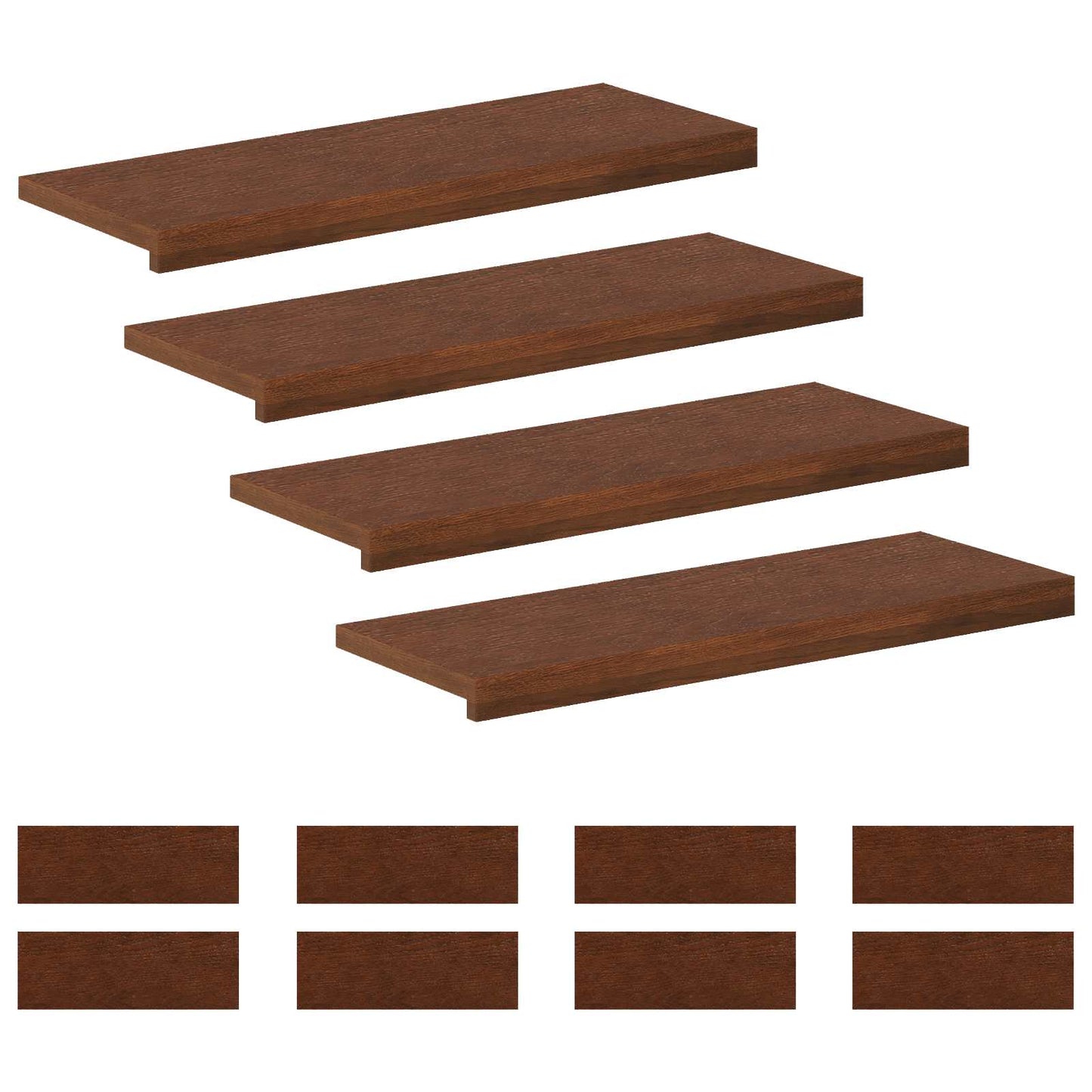 Trappe Tread 12 stk. 70 x 25 x 2 cm Mørk Brun Massivt Eg Træ