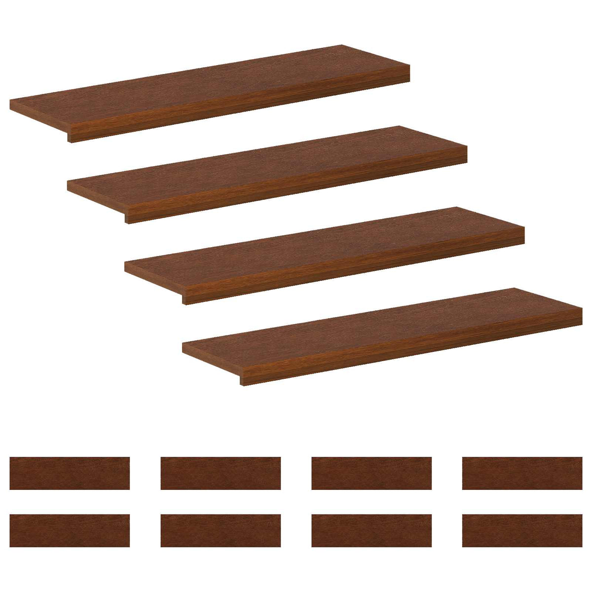 Trappe Tread 12 stk. 100 x 25 x 2 cm Mørk Brun Massivt Eg Træ