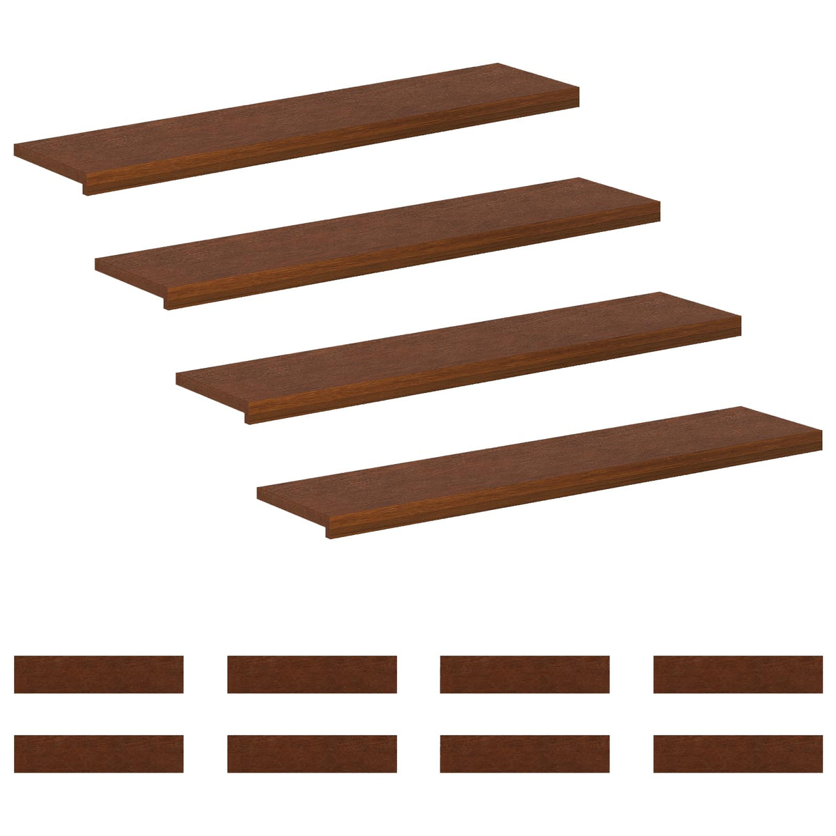Trappe Tread 12 stk. 110 x 30 x 2 cm Mørk Brun Massivt Eg Træ
