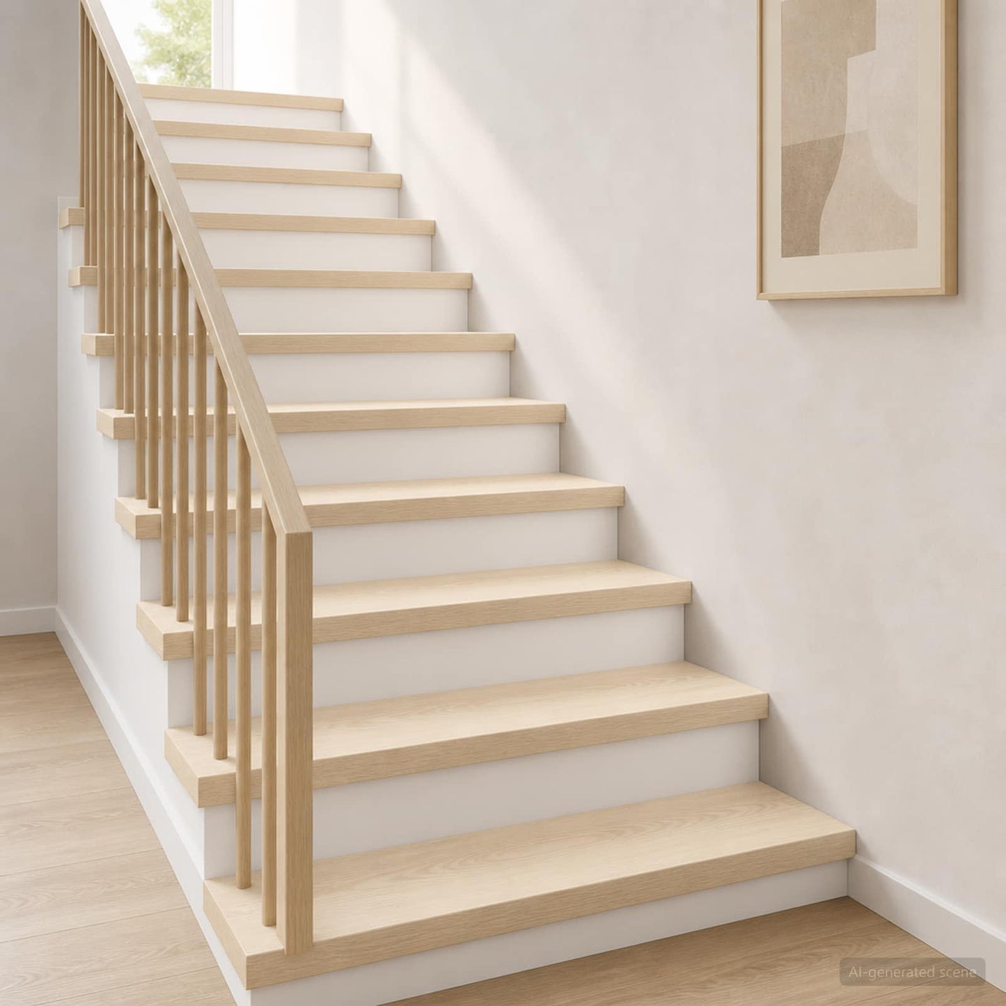 Trappe Tread 16 stk. 90 x 25 x 2 cm Hvid Massivt Eg Træ