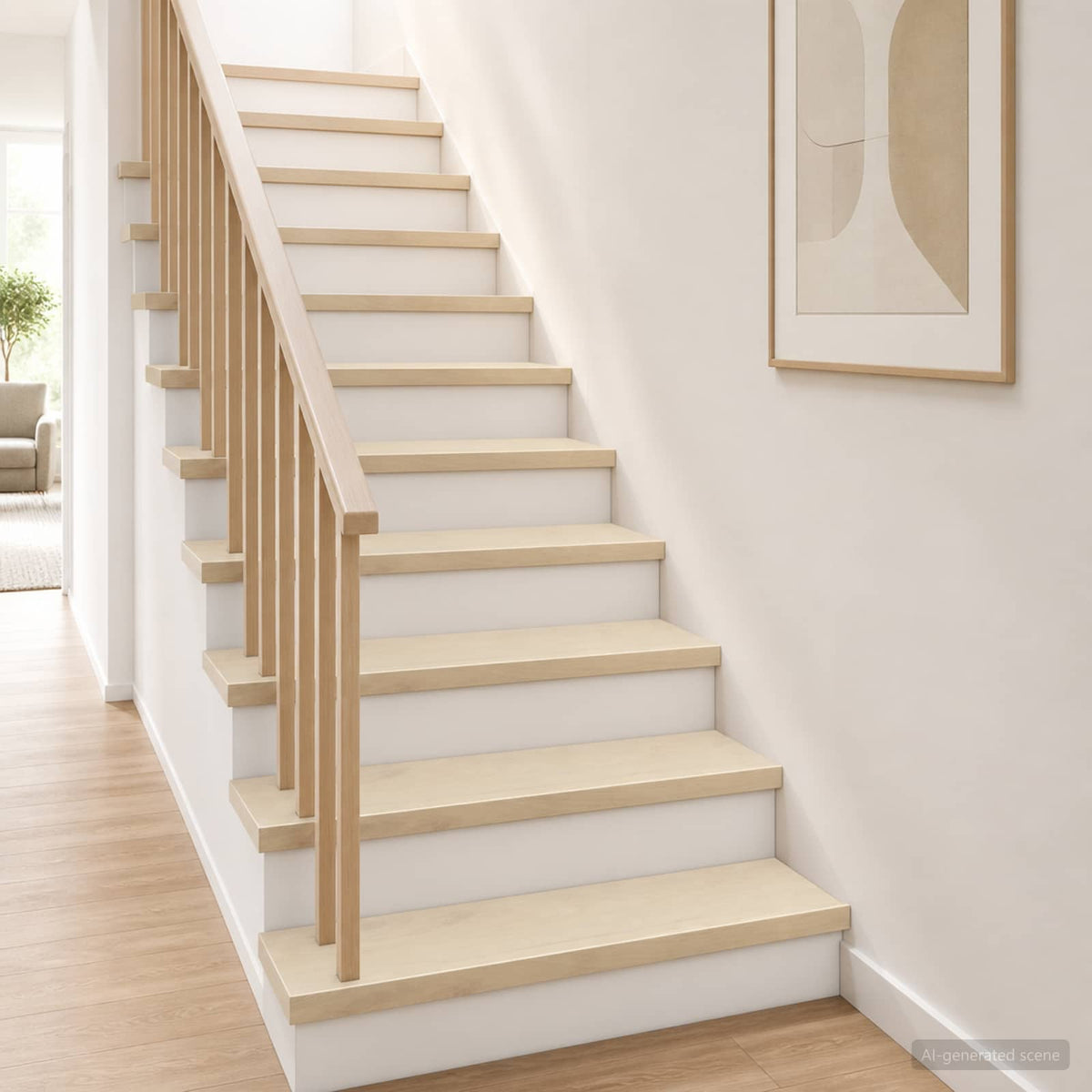 Trappe Tread 16 stk. 100 x 30 x 2 cm Hvid Massivt Eg Træ