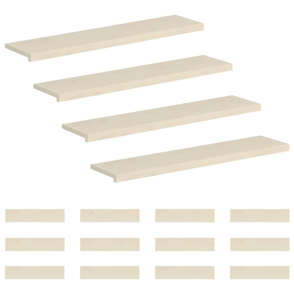 Trappe Tread 16 stk. 120 x 30 x 2 cm Hvid Massivt Eg Træ