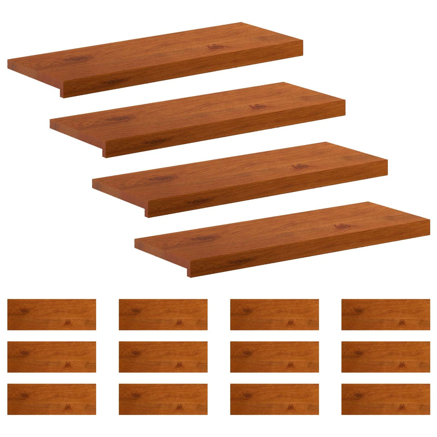 Trappe Tread 16 stk. 80 x 25 x 2 cm Brun Massivt Eg Træ