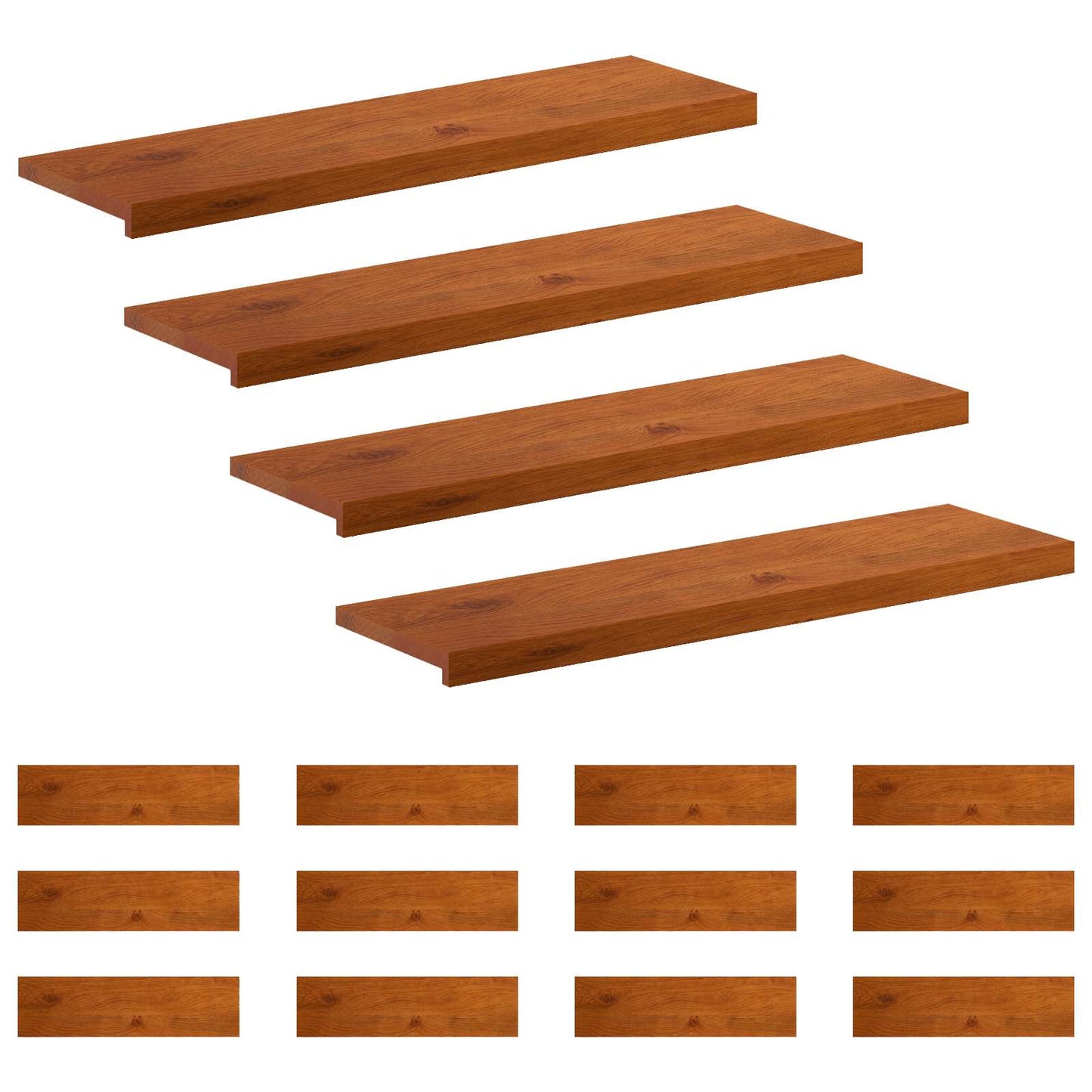 Trappe Tread 16 stk. 90 x 25 x 2 cm Brun Massivt Eg Træ