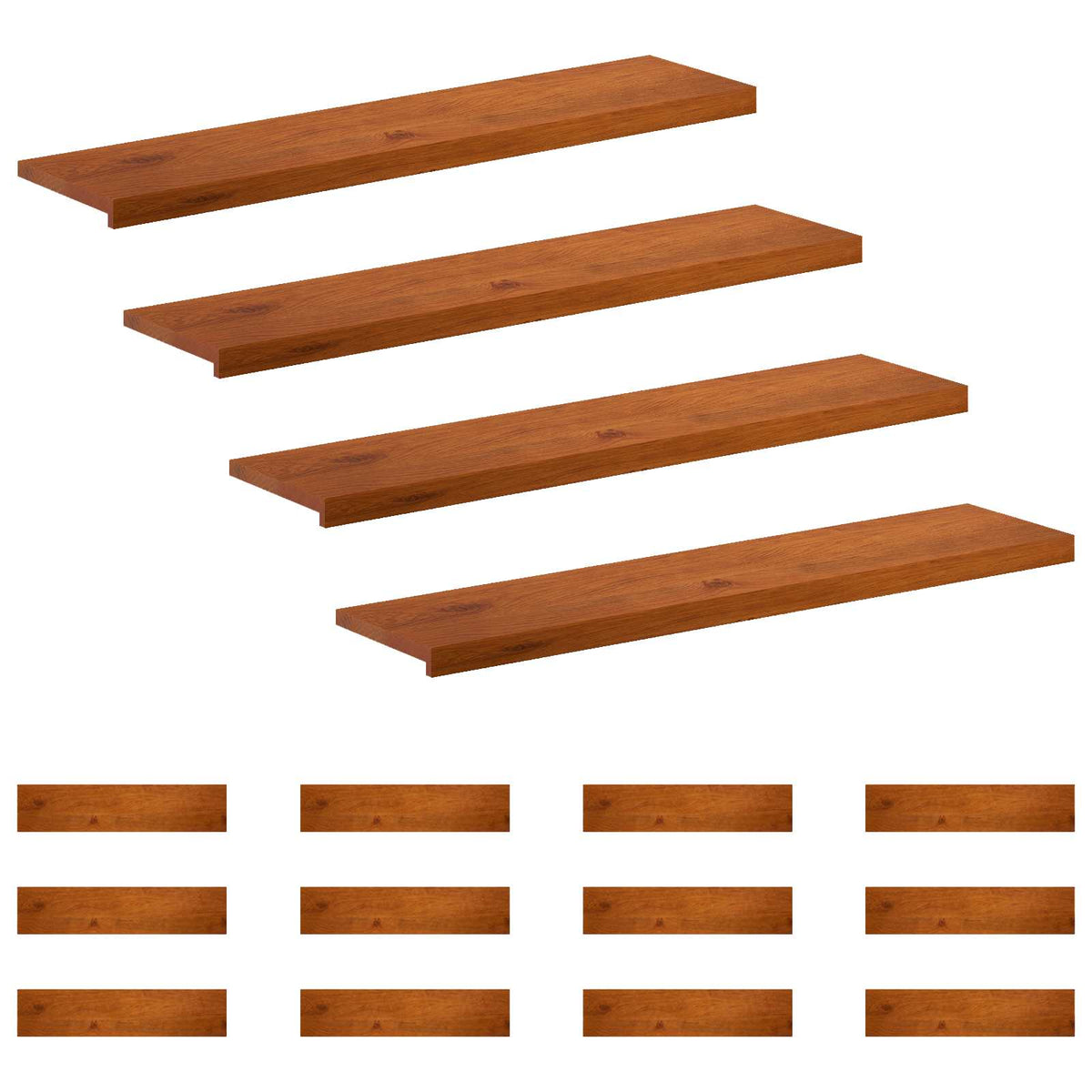 Trappe Tread 16 stk. 110 x 25 x 2 cm Brun Massivt Eg Træ