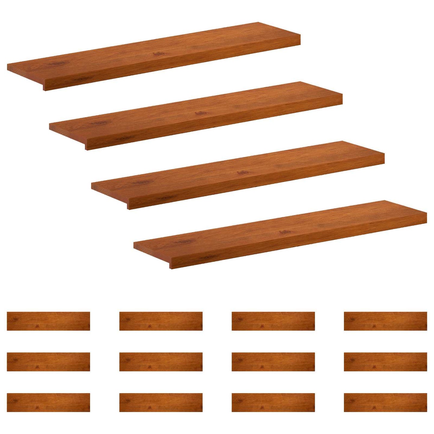 Trappe Tread 16 stk. 120 x 25 x 2 cm Brun Massivt Eg Træ