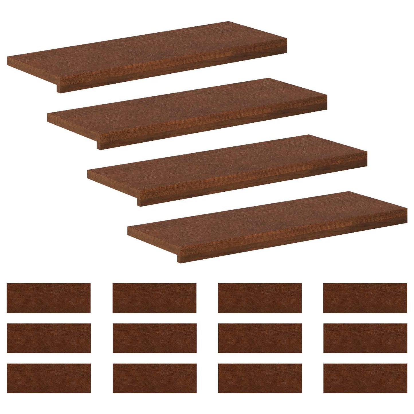 Trappe Tread 16 stk. 80 x 25 x 2 cm Mørk Brun Massivt Eg Træ