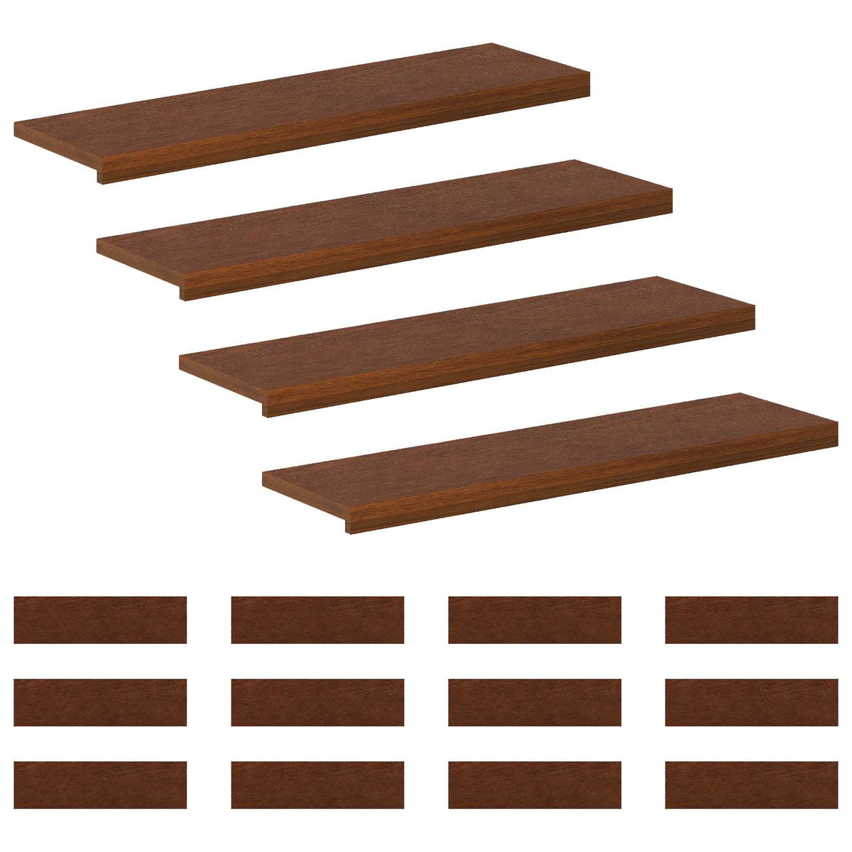 Trappe Tread 16 stk. 90 x 30 x 2 cm Mørk Brun Massivt Eg Træ