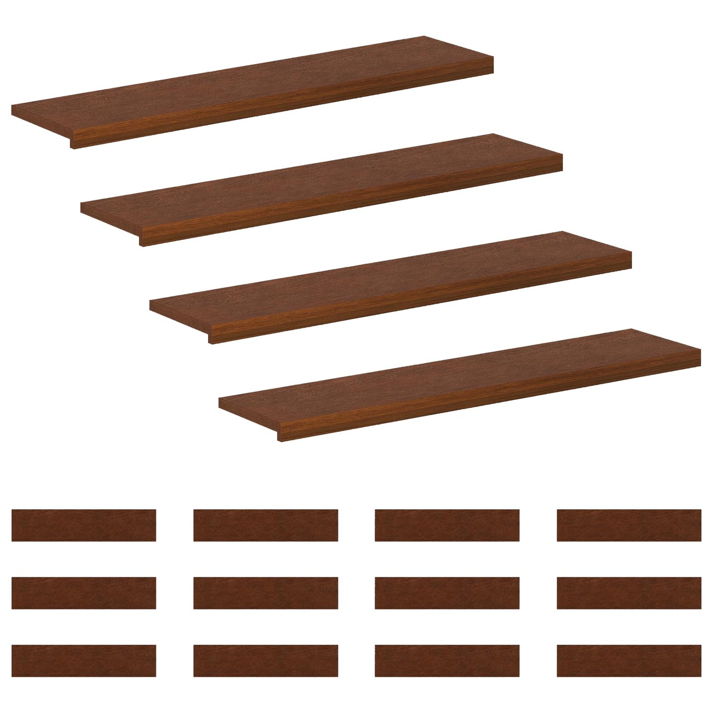 Trappe Tread 16 stk. 120 x 30 x 2 cm Mørk Brun Massivt Eg Træ