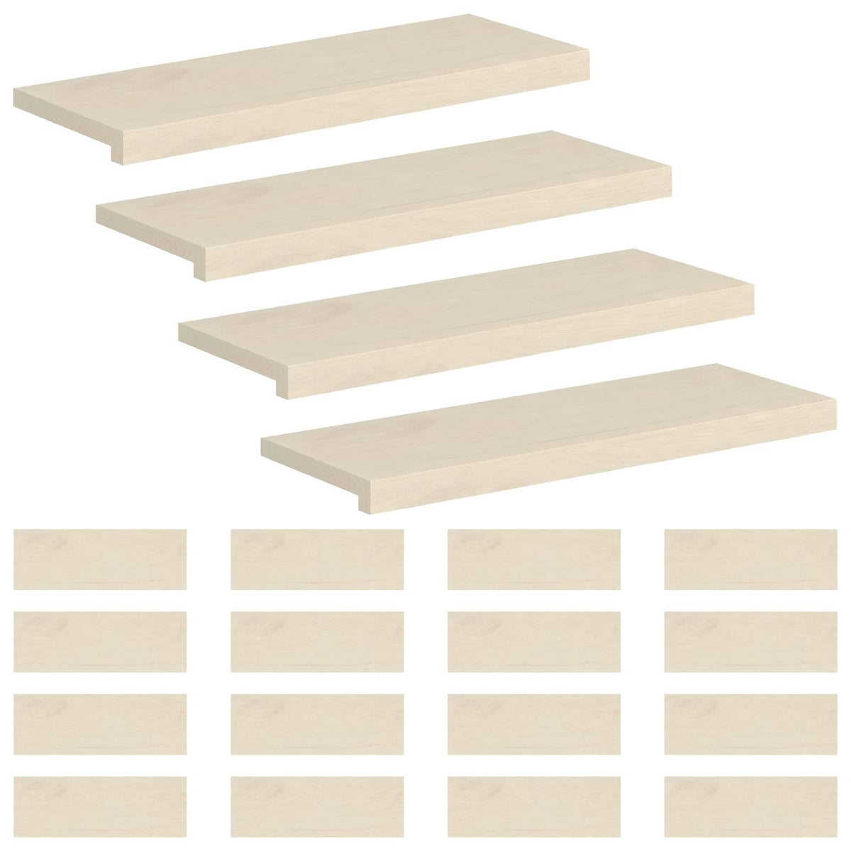 Trappe Tread 20 stk. 80 x 25 x 2 cm Hvid Massivt Eg Træ