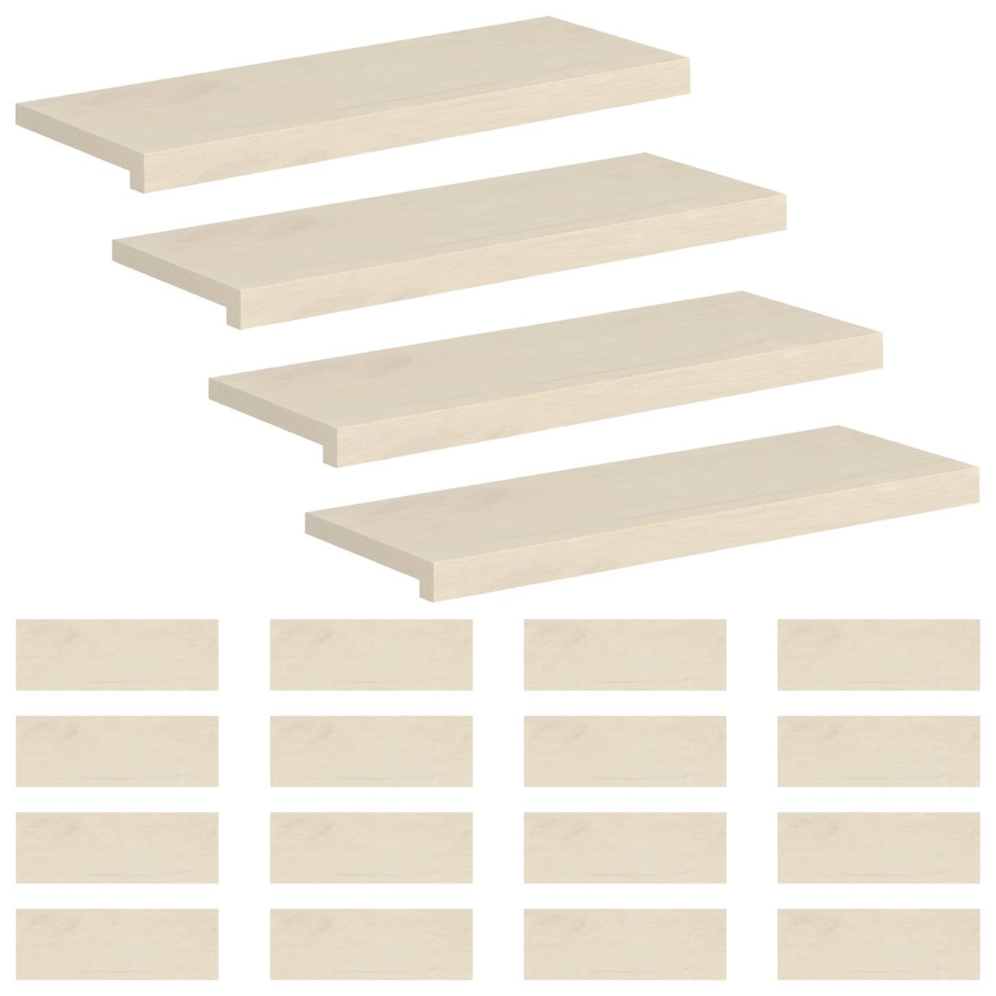 Trappe Tread 20 stk. 70 x 30 x 2 cm Hvid Massivt Eg Træ