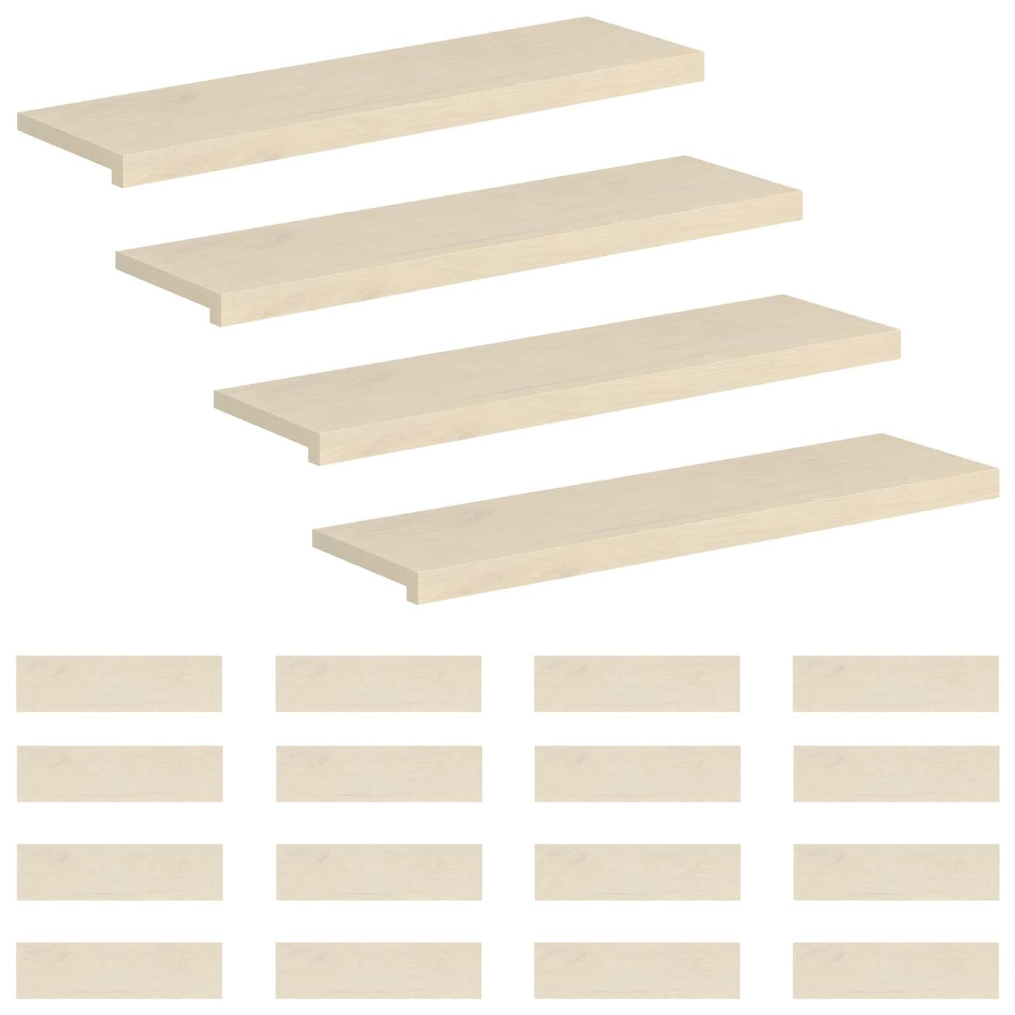 Trappe Tread 20 stk. 100 x 30 x 2 cm Hvid Massivt Eg Træ