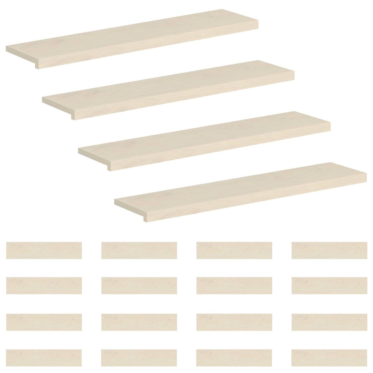 Trappe Tread 20 stk. 120 x 30 x 2 cm Hvid Massivt Eg Træ